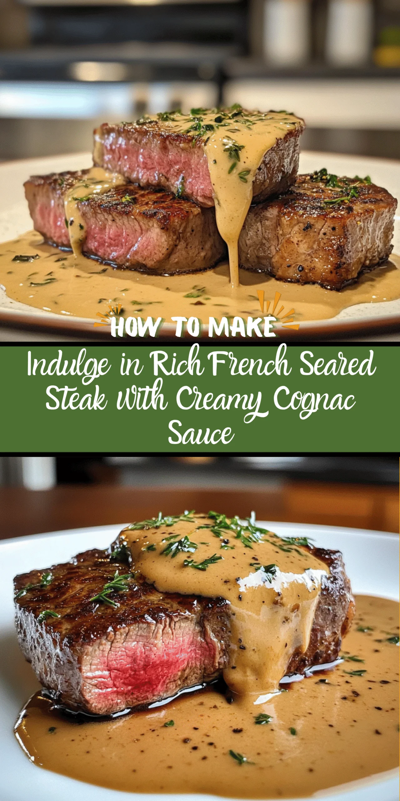 Indulge in Rich French Seared Steak with Creamy Cognac Sauce