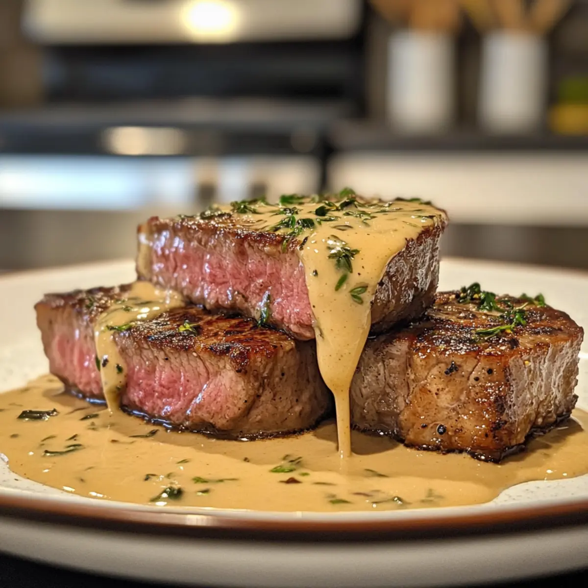 Indulge in Rich French Seared Steak with Creamy Cognac Sauce
