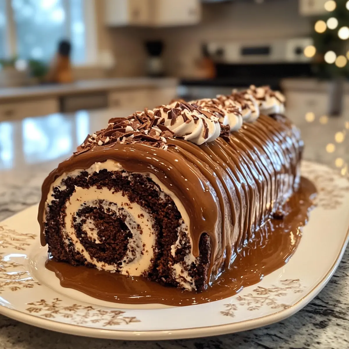 Irresistible Gingerbread Yule Log Cake