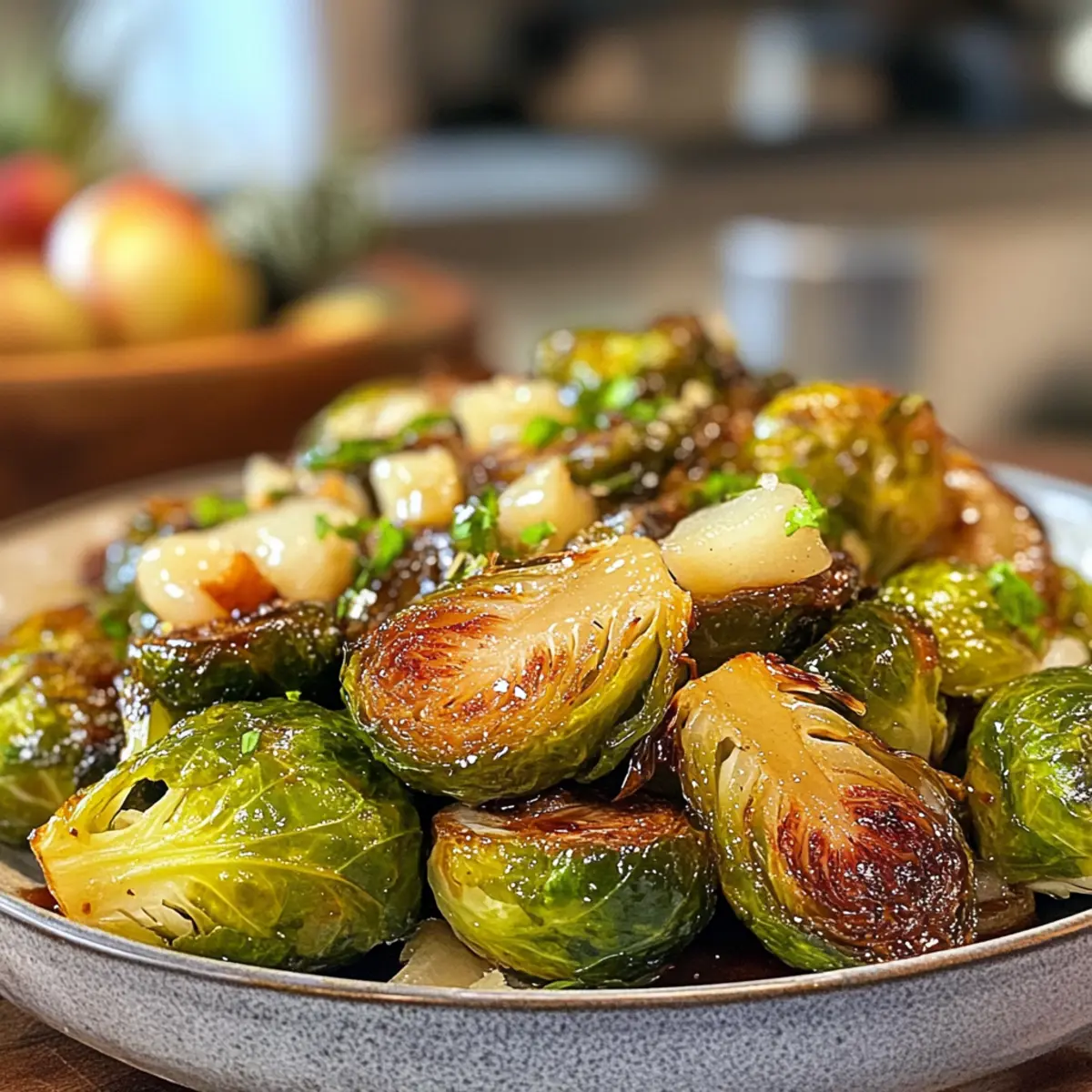 Irresistible Crispy Brussels Sprouts with White Balsamic-Pear Chutney
