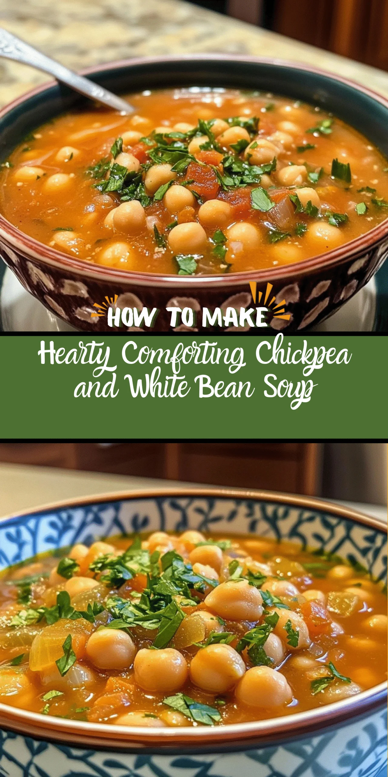 Hearty Comforting Chickpea and White Bean Soup
