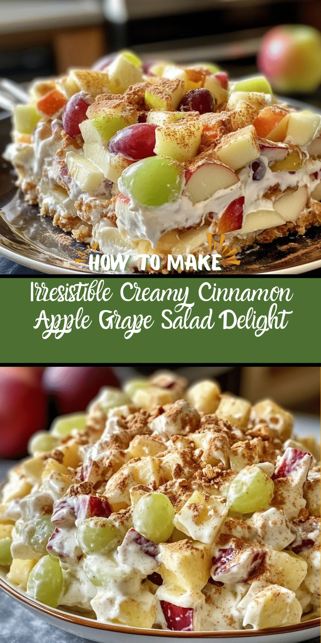 Irresistible Creamy Cinnamon Apple Grape Salad Delight