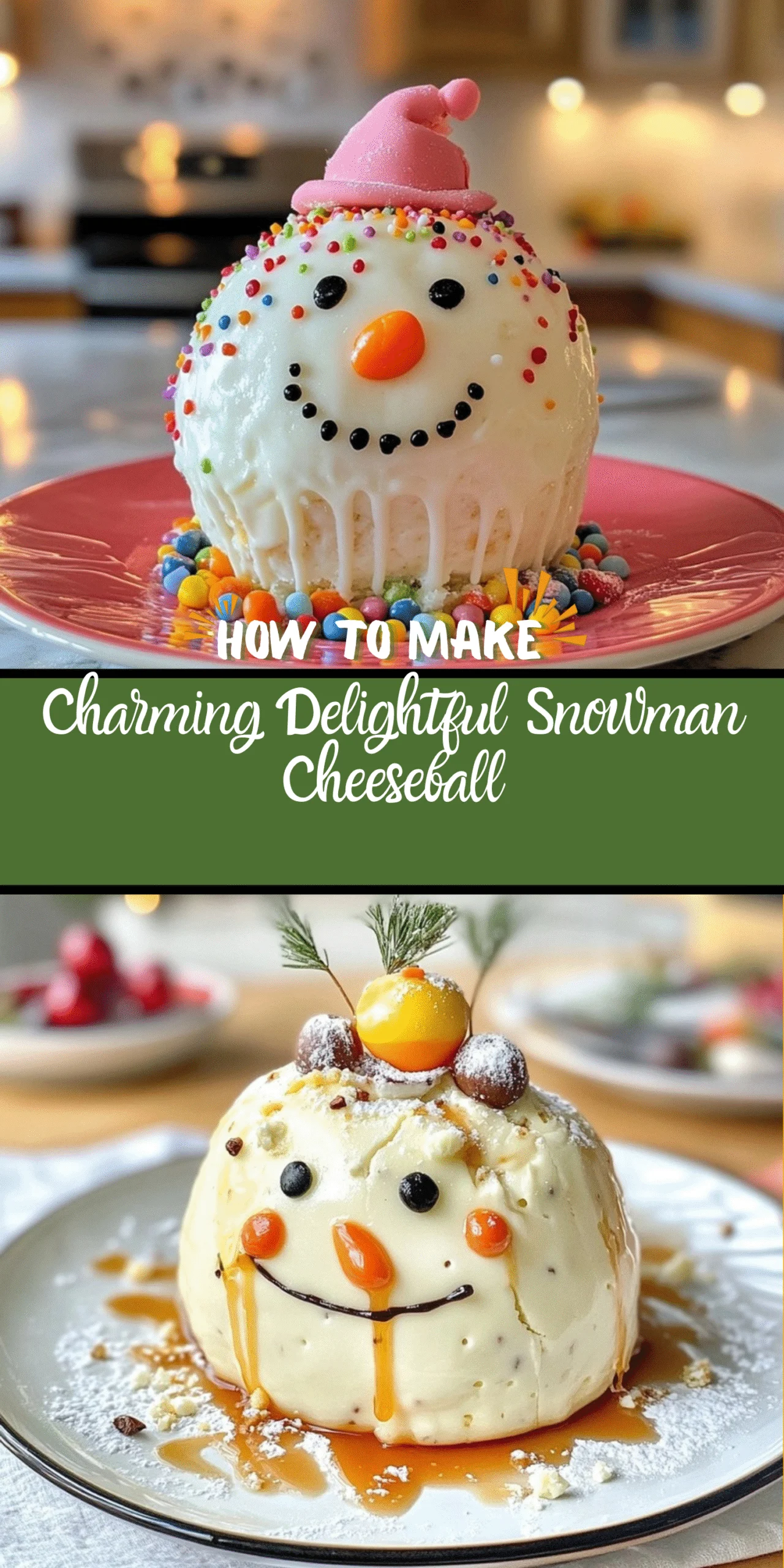 Charming Delightful Snowman Cheeseball