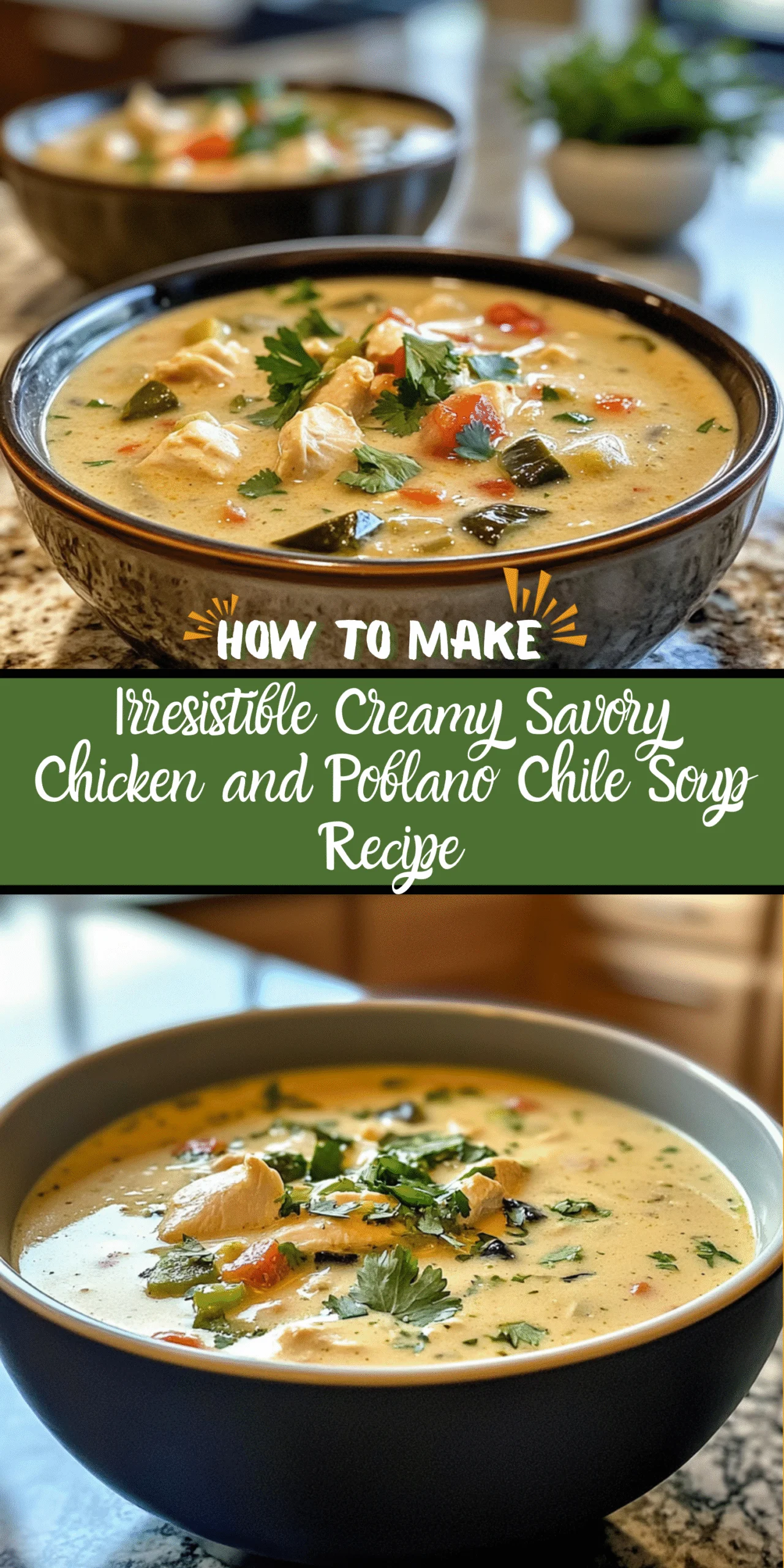 Irresistible Creamy Savory Chicken and Poblano Chile Soup Recipe