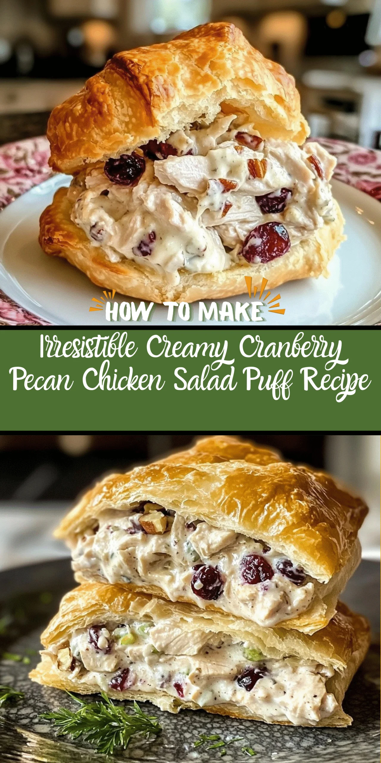 Irresistible Creamy Cranberry Pecan Chicken Salad Puff Recipe