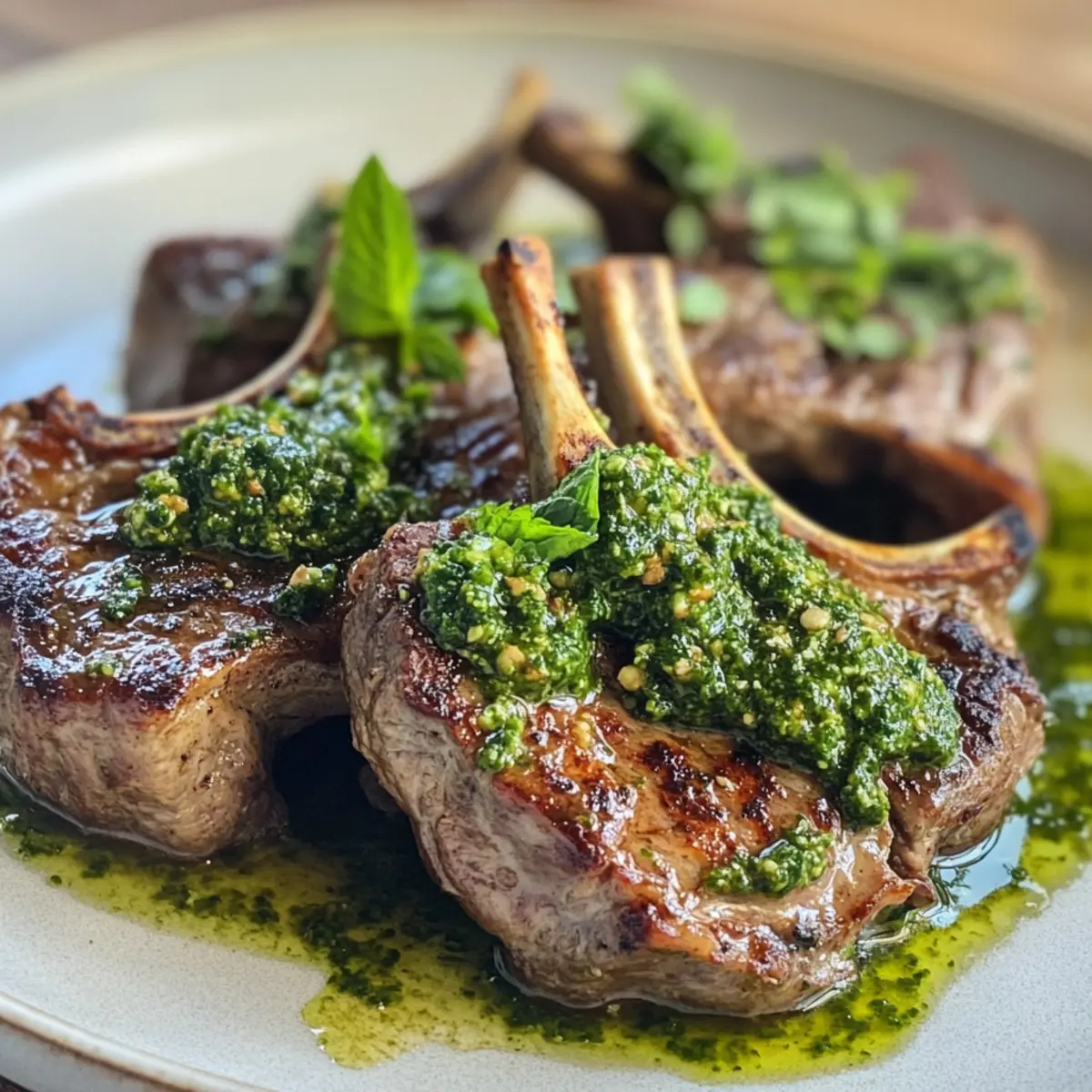 Irresistible Tender Roasted Lamb Chops with Mint Pesto Recipe