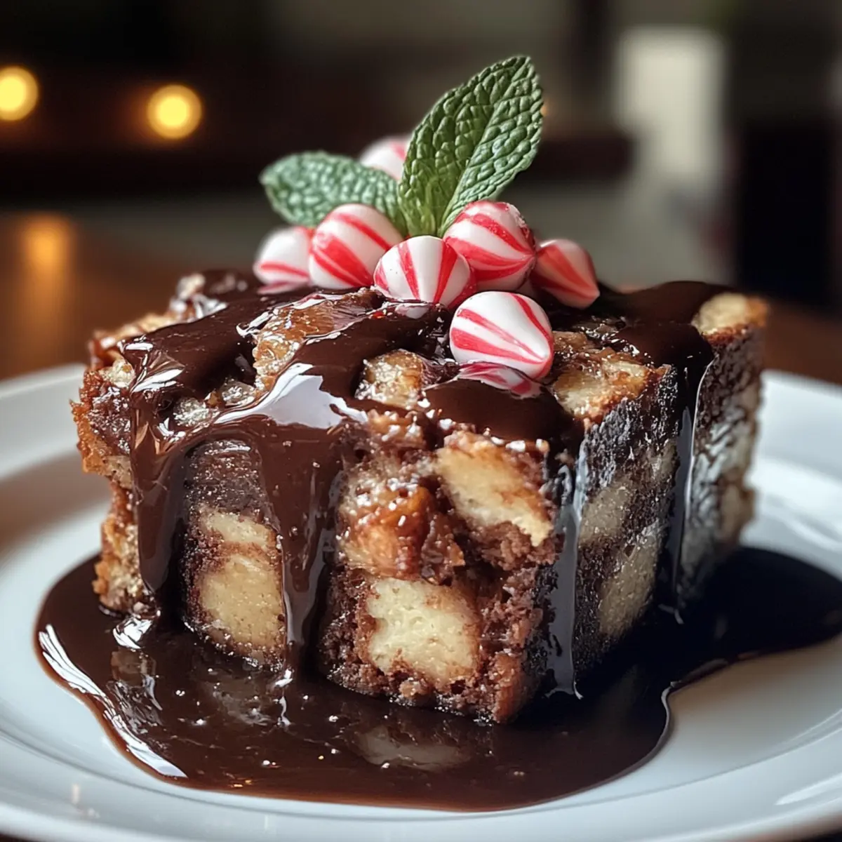 Irresistible Peppermint Chocolate Bread Pudding Delight
