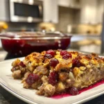 Savory Delicious Cranberry Sausage Stuffing Bake Recipe